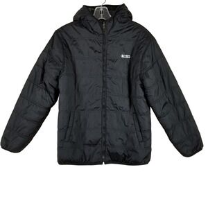 Diesel Kids Reversible Puffer Sherpa Jacket Black Grey Hooded Full Zip 14/16